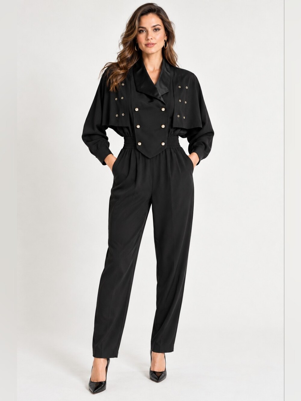 JOSEPH RIBKOFF Vintage 1980s Tuxedo Jumpsuit